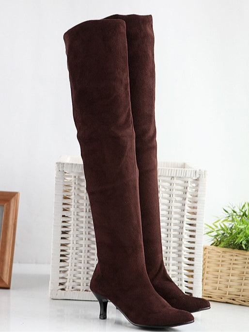 Women's suede solid color high boots