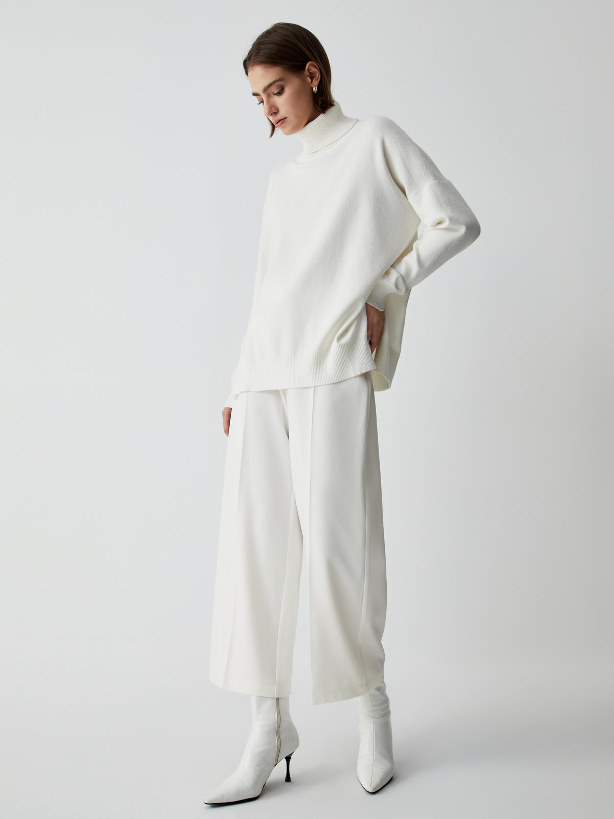 Semi-Sheer Wide Leg Culotte Pants