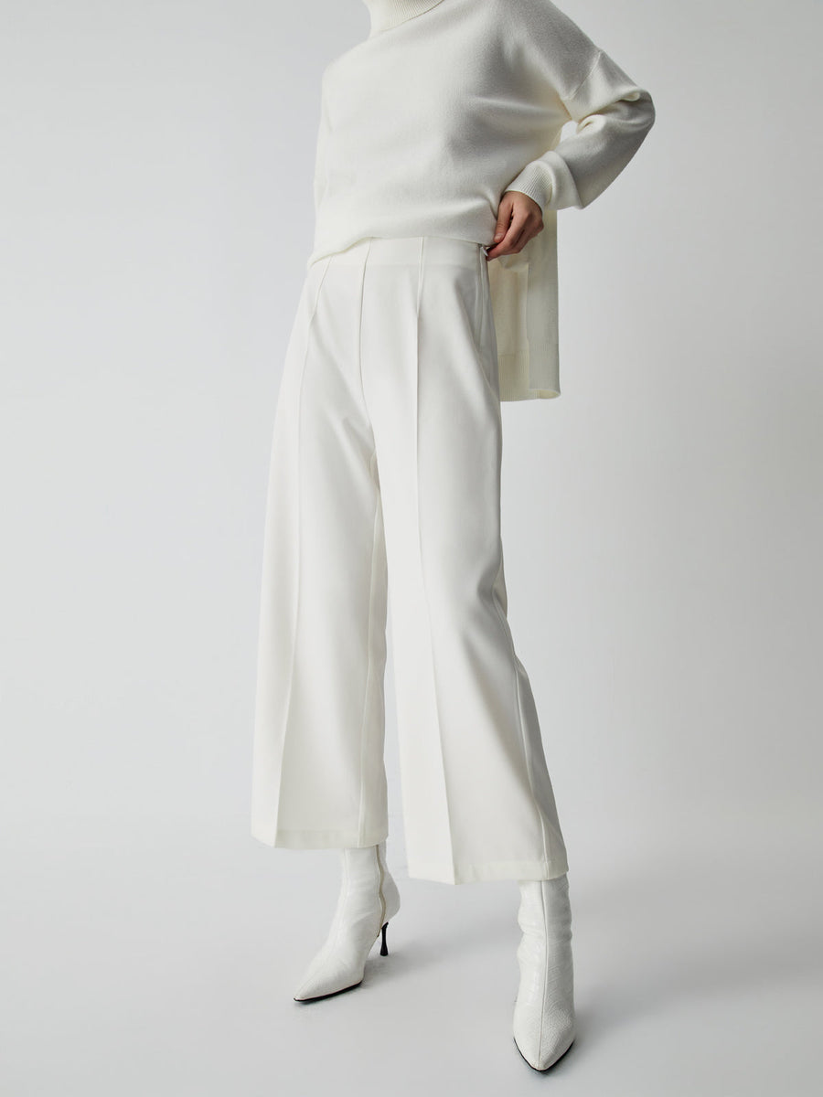 Semi-Sheer Wide Leg Culotte Pants