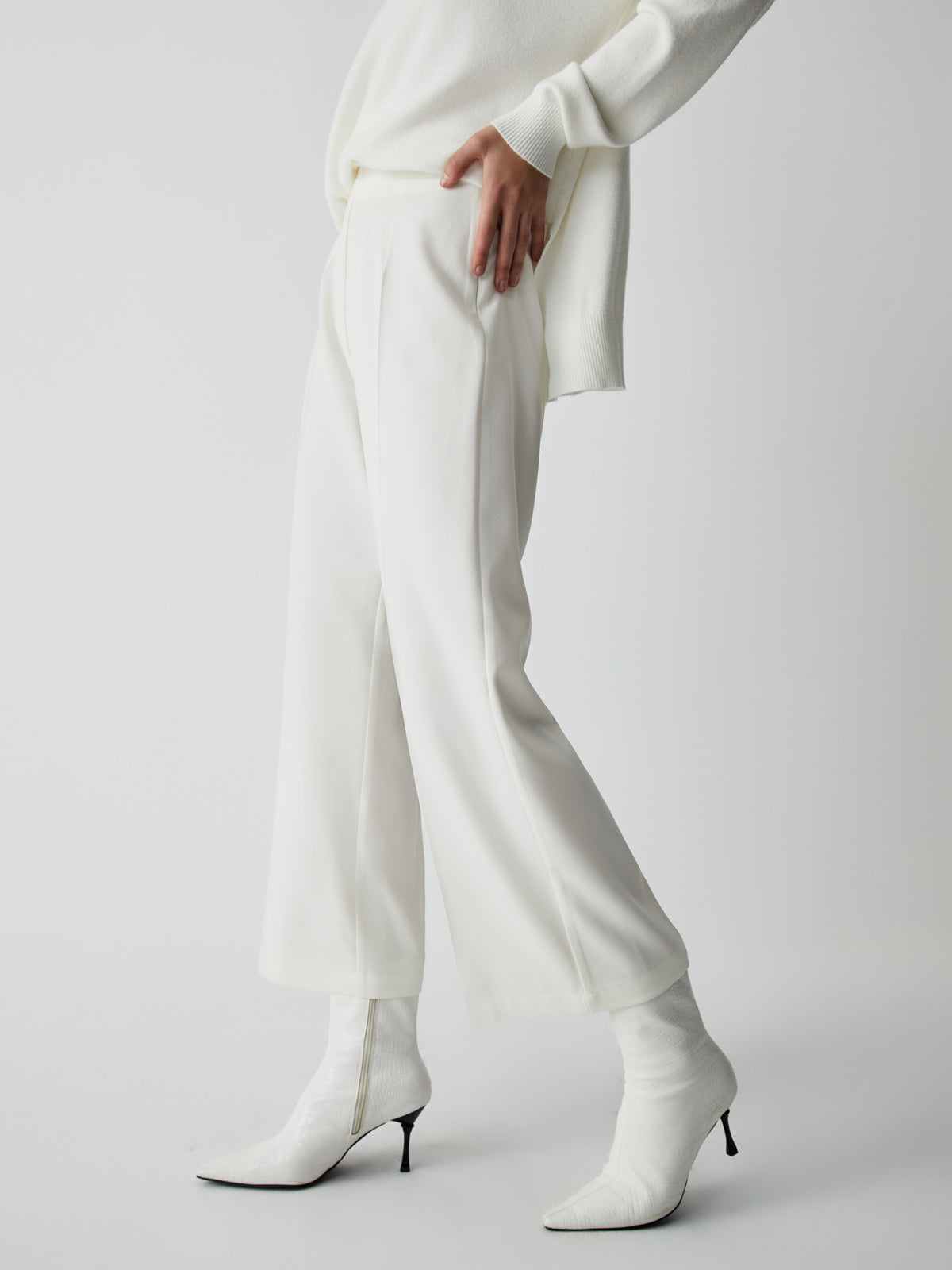 Semi-Sheer Wide Leg Culotte Pants
