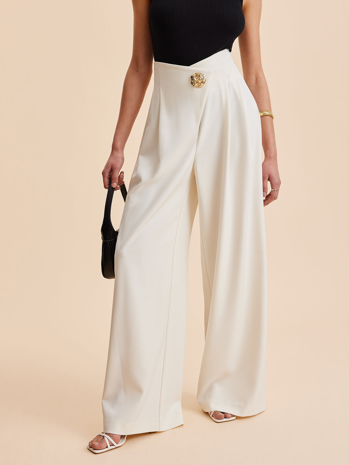 Upgraded | Embellished High-Waist Wide-Leg Pants with Improved Comfort