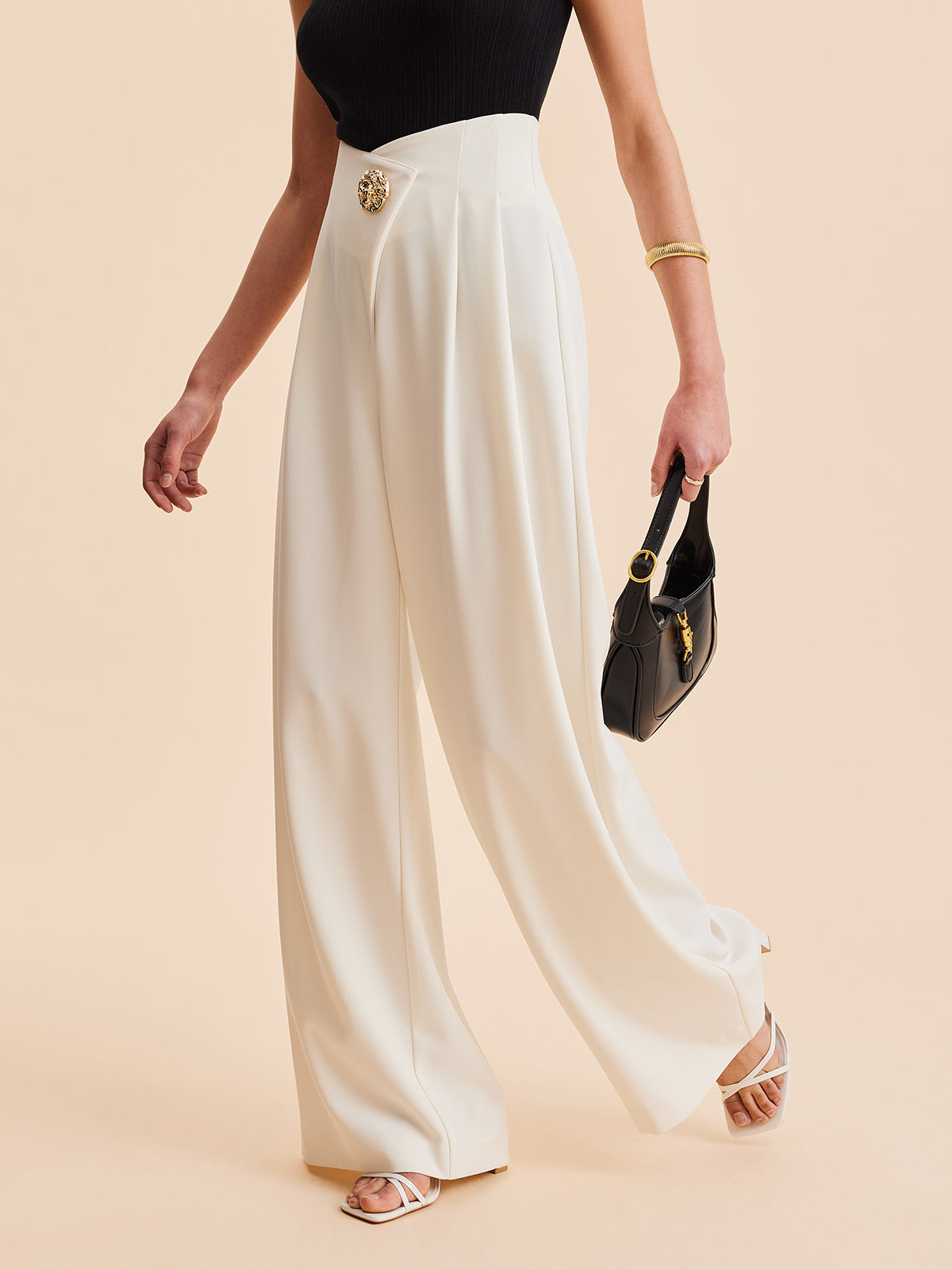 Upgraded | Embellished High-Waist Wide-Leg Pants with Improved Comfort