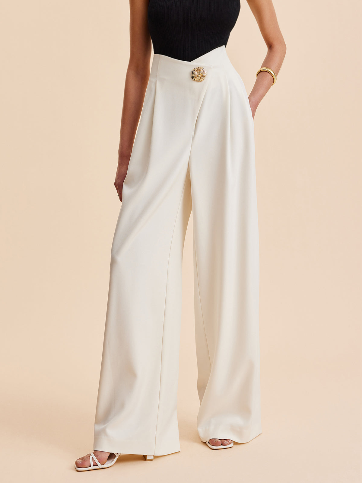 Upgraded | Embellished High-Waist Wide-Leg Pants with Improved Comfort