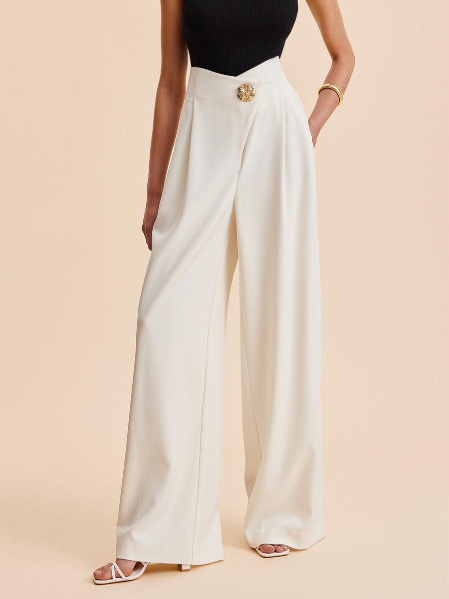 Upgraded | Embellished High-Waist Wide-Leg Pants with Improved Comfort