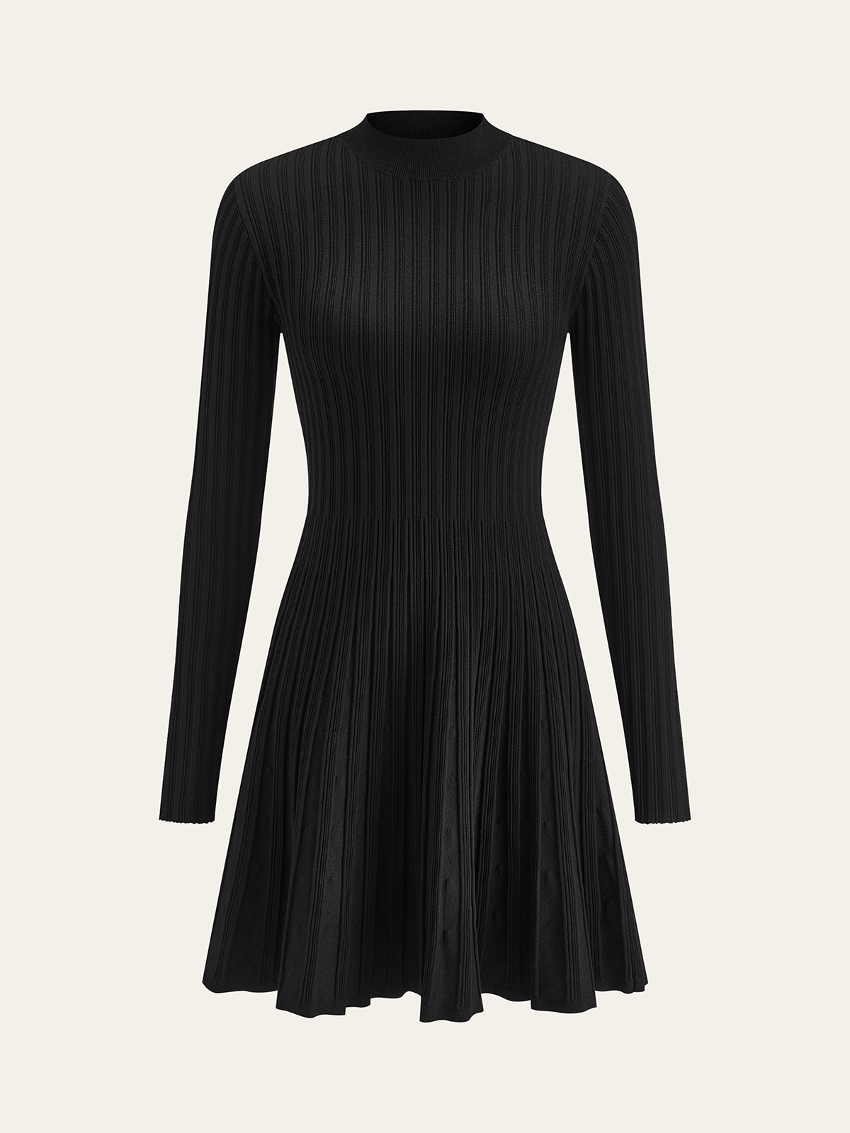 Mock Neck Flared Sweater Dress