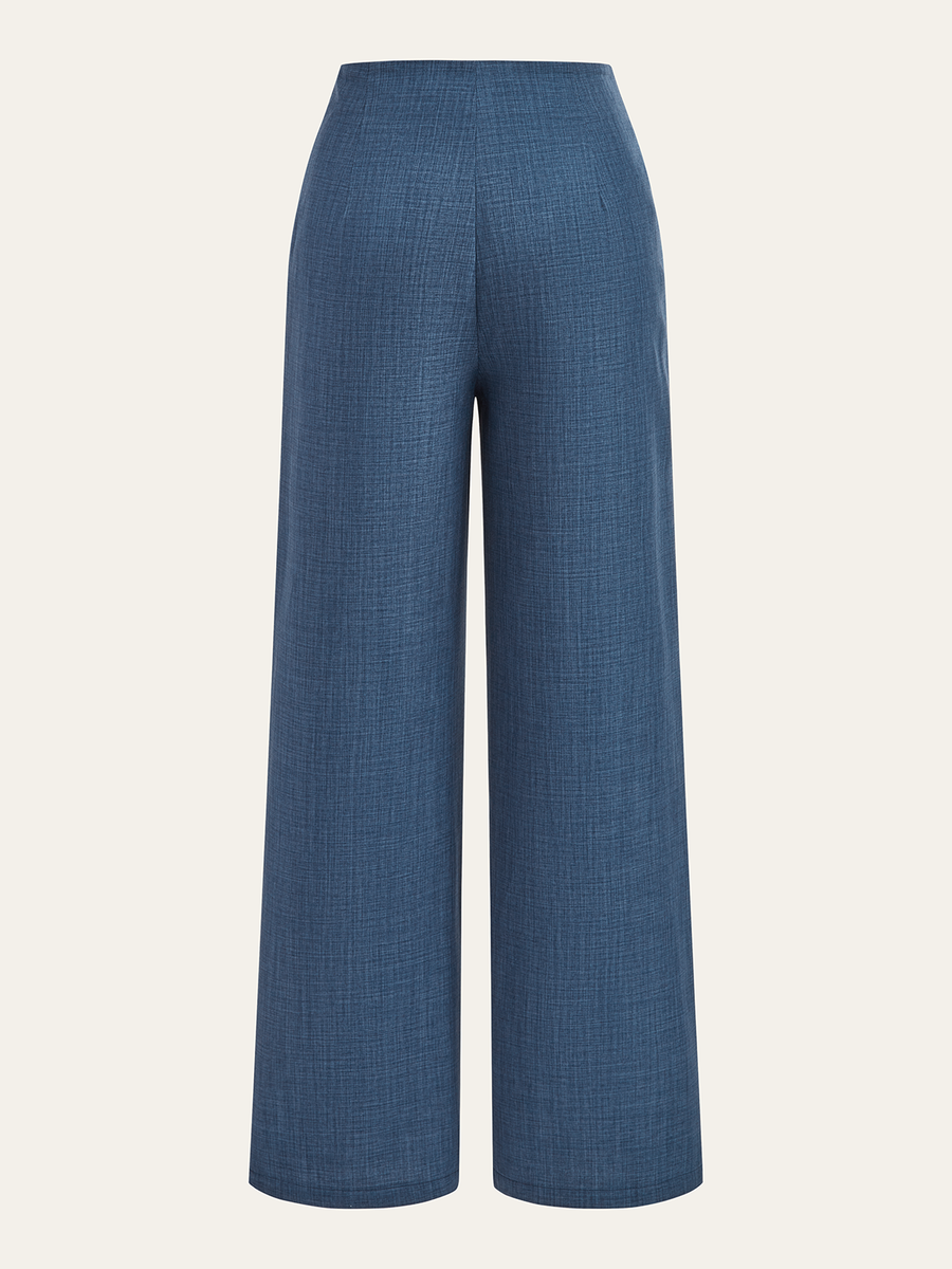Metal Detail Straight-Leg Pants