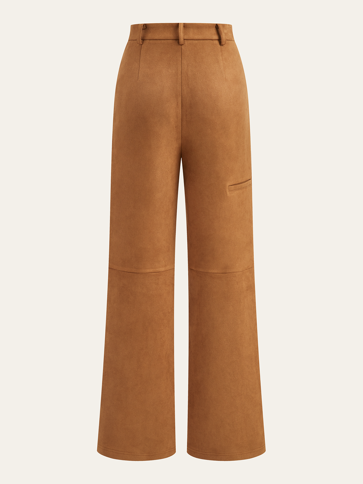 Suede Effect Mid-Waist Paneled Pants