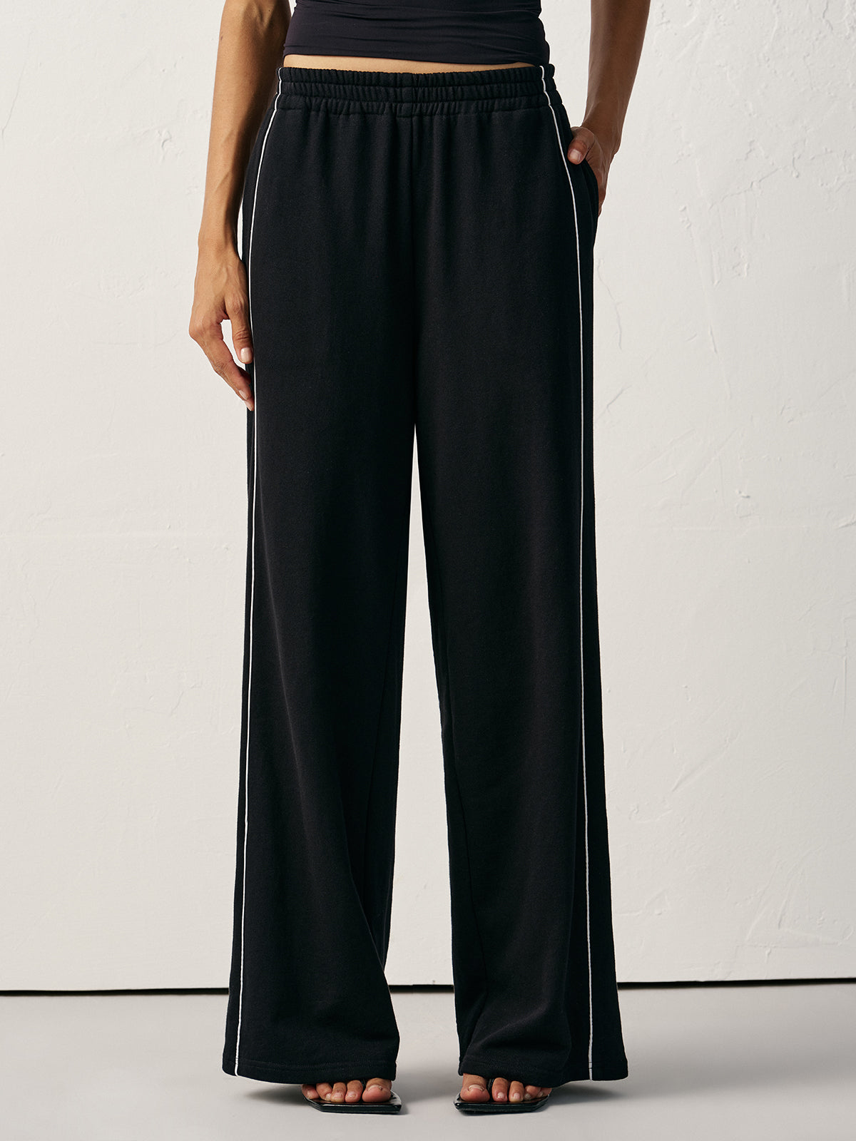 Cotton Blend Mid-Waist Side Stripe Sweatpants