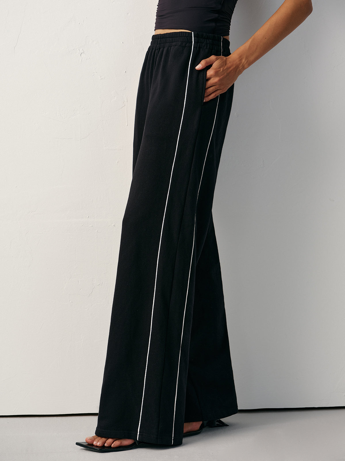 Cotton Blend Mid-Waist Side Stripe Sweatpants