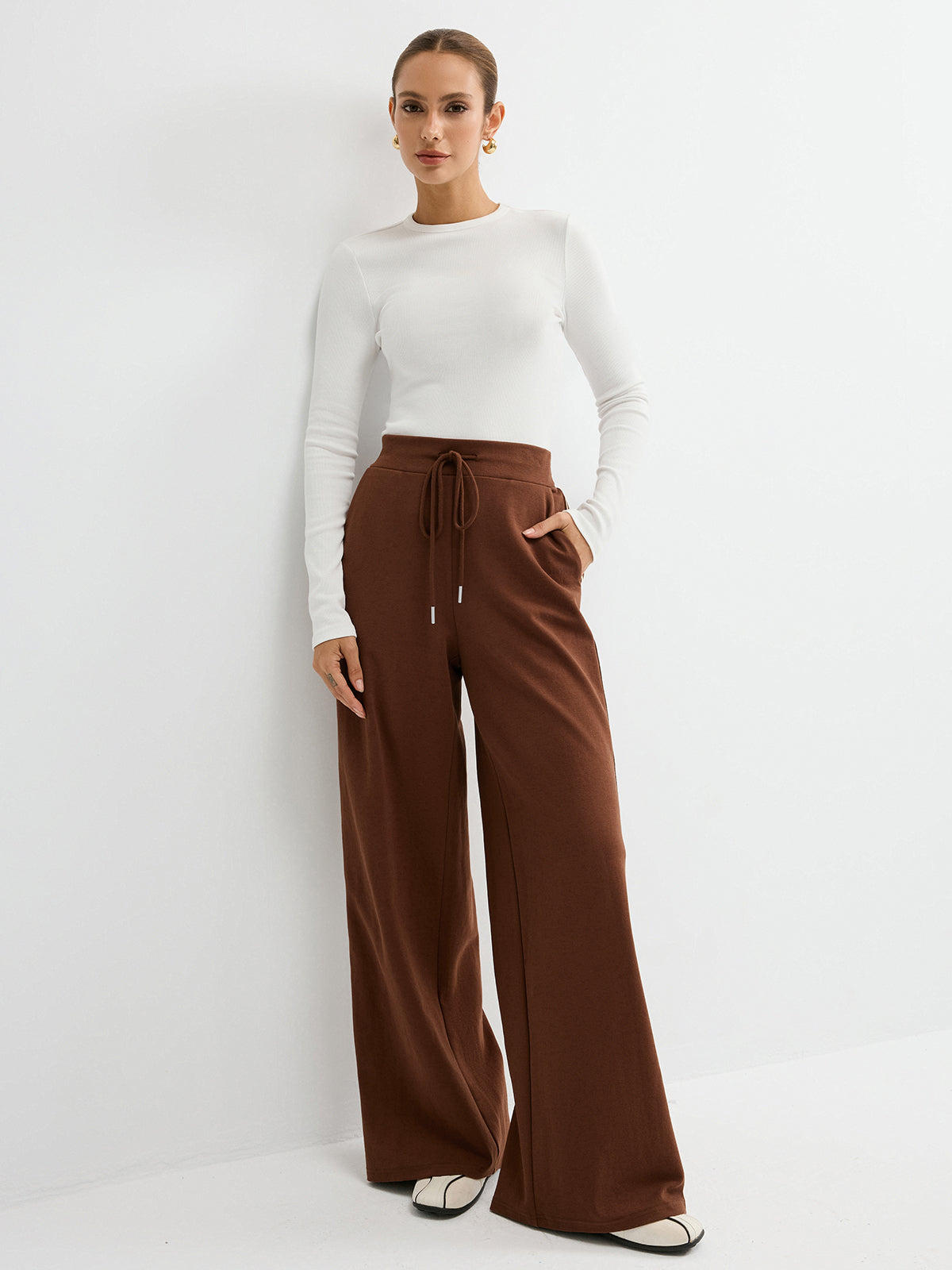 Side-Stripe Drawstring Mid-Waist Sweatpants