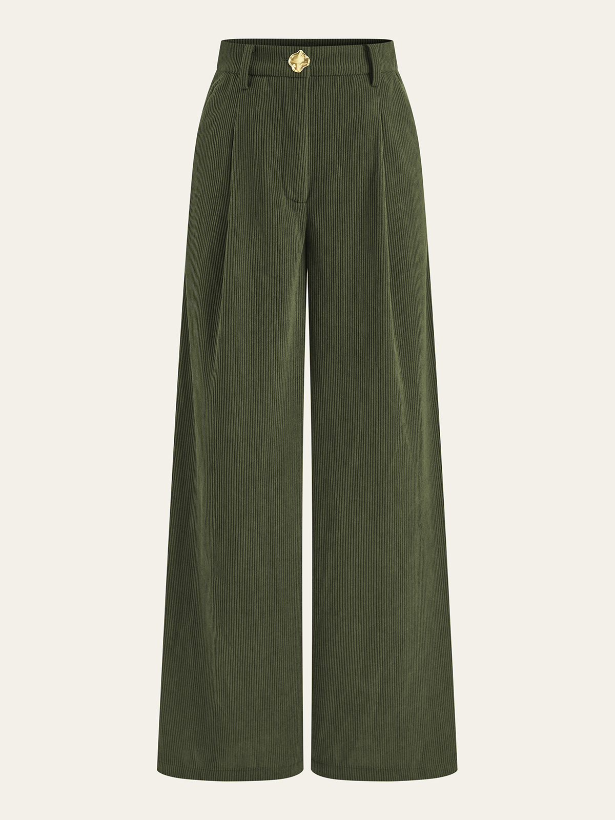 Corduroy Wide-Leg Pleated Pants