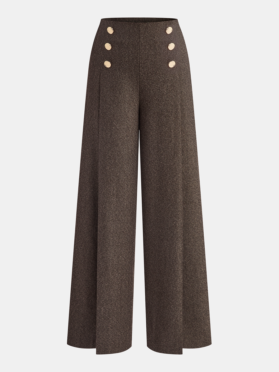 Buttoned Twill Retro Pants