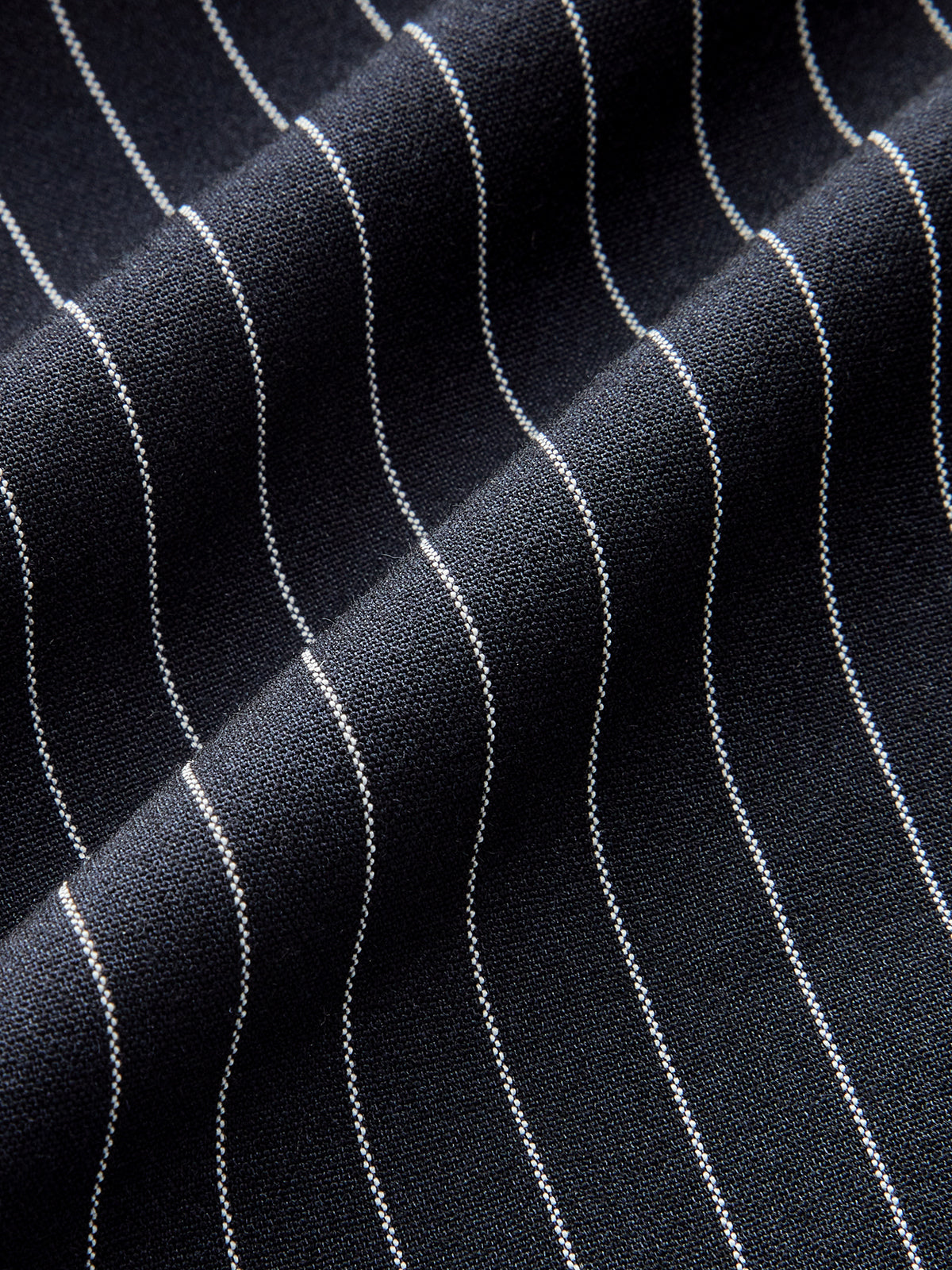 Wide-Leg Pinstriped Asymmetric Placket Pants