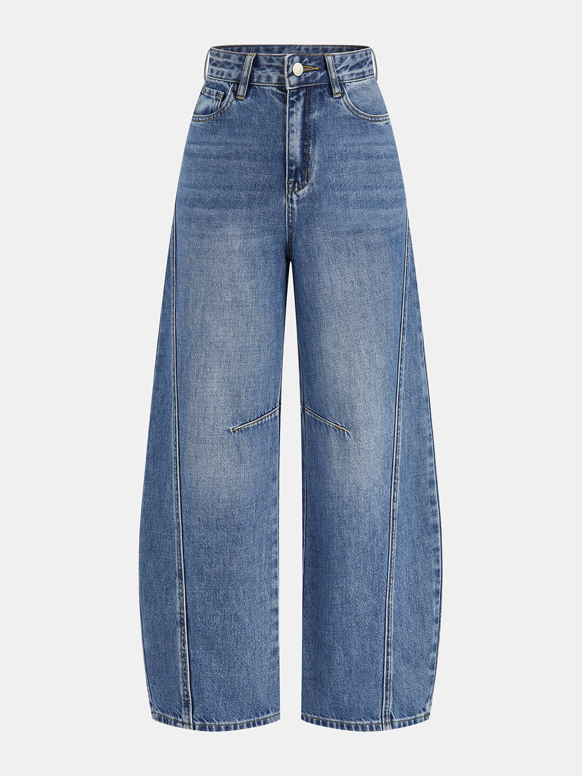 Denim Curved-Leg Jeans