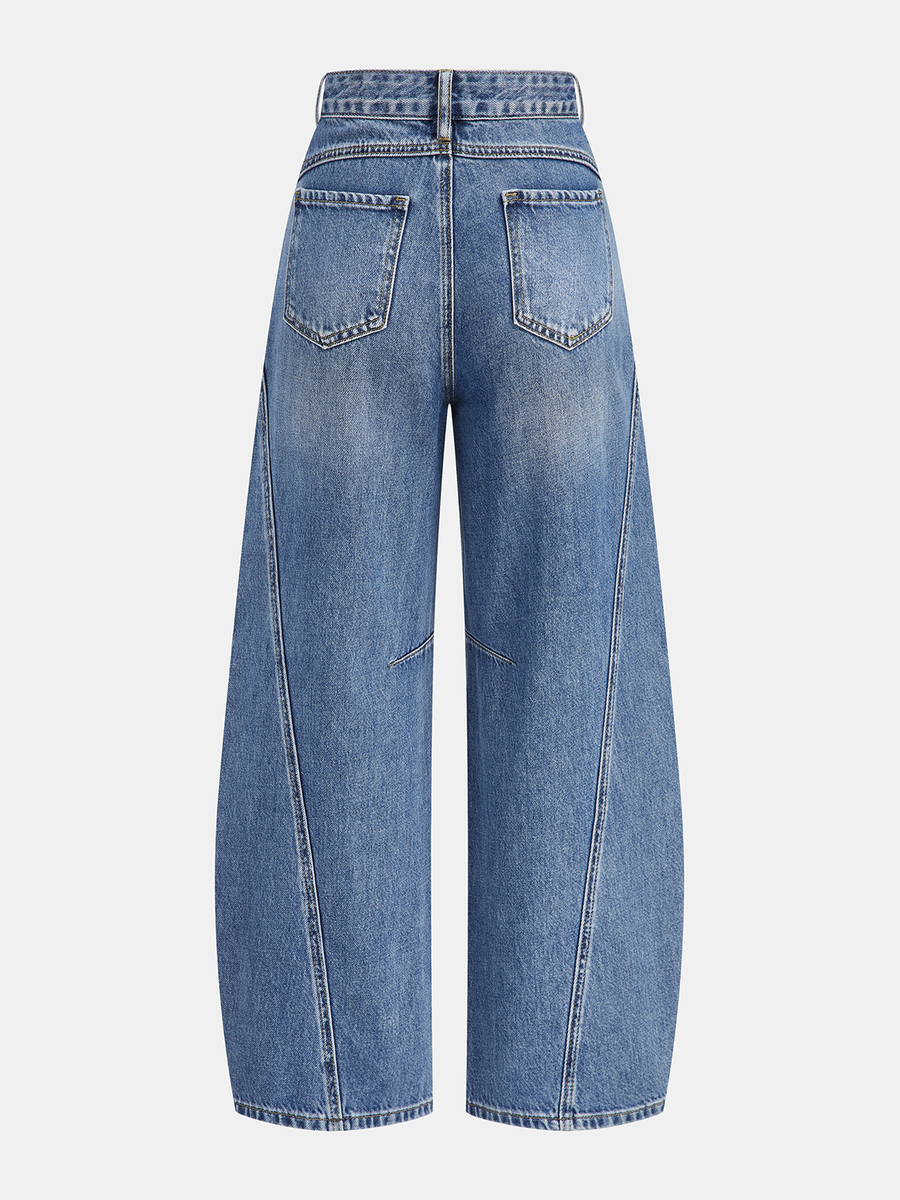 Denim Curved-Leg Jeans