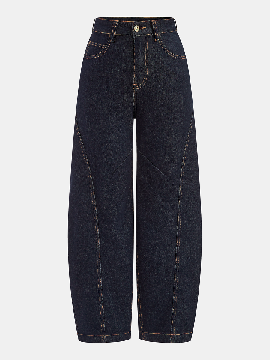 Denim Curved-Leg Jeans