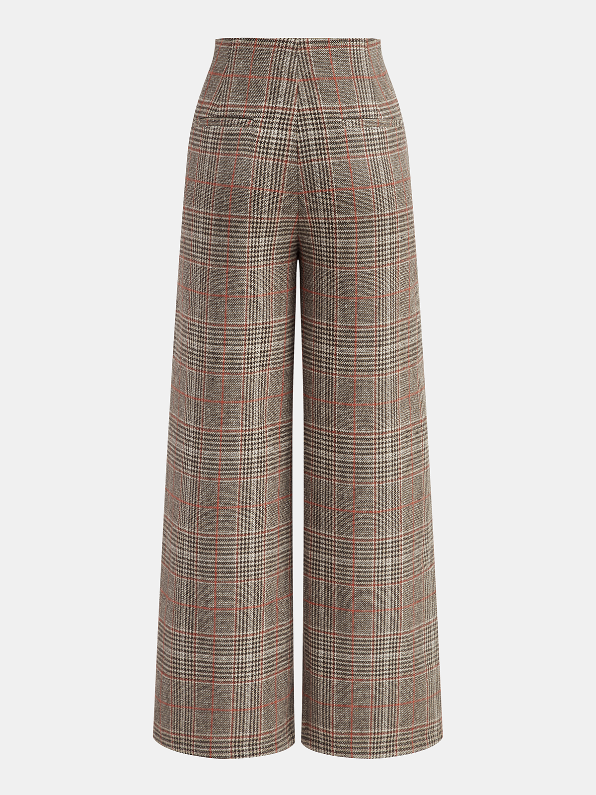 Metal Detail Slit Plaid Wide-Leg Pants