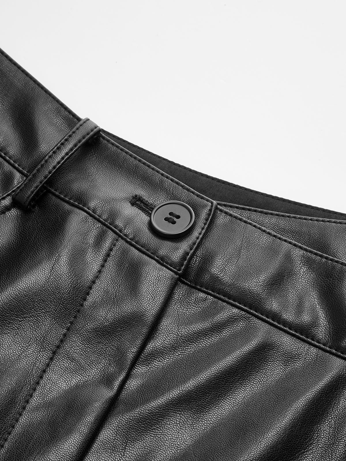 Asymmetric Waistband Faux Leather Pants