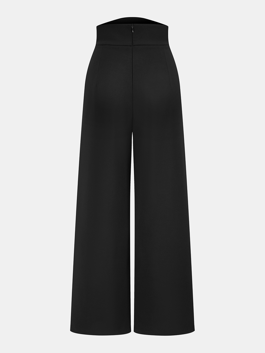 High-Waisted Asymmetrical Wide-Leg Pants