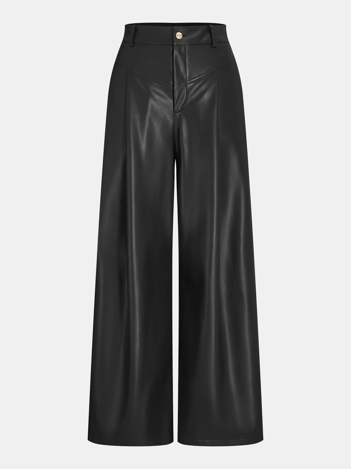 Faux Leather Wide-Leg Pants
