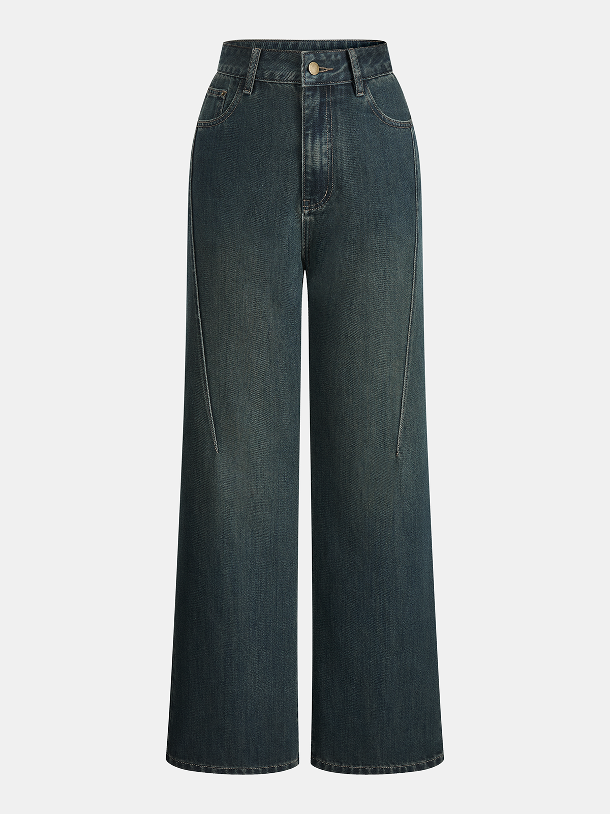 Mid-Waist Straight-Leg Jeans