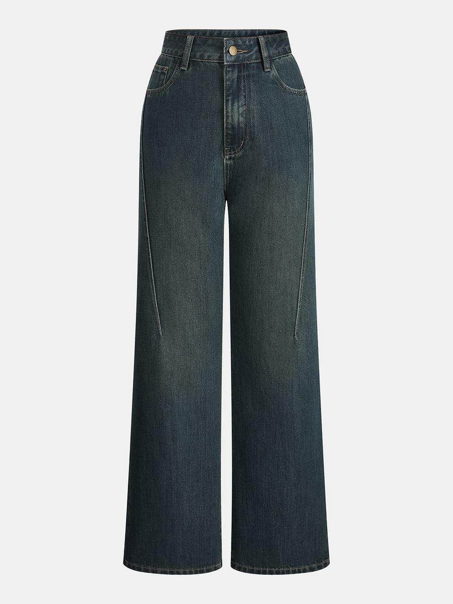Mid-Waist Straight-Leg Jeans