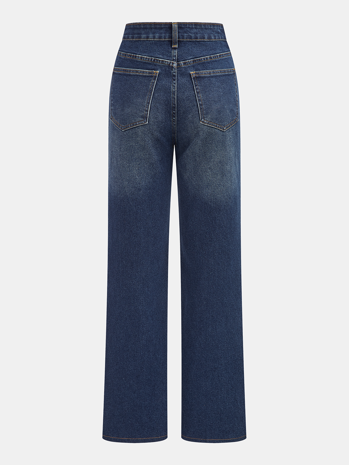 Denim Panel Faux Leather Straight-Leg Pants