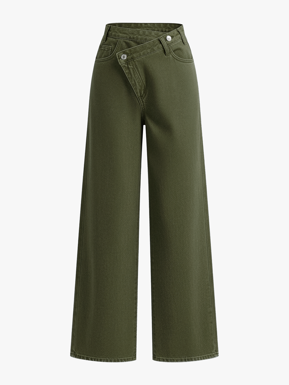 Asymmetric Waist Wide-Leg Jeans