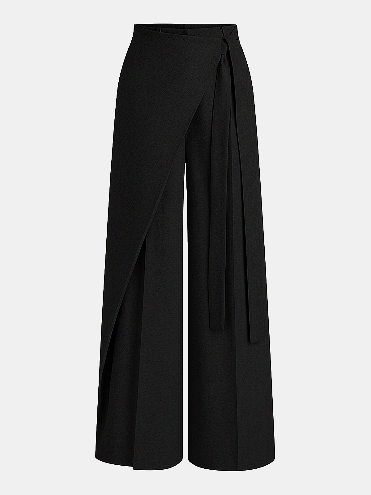 Asymmetric Wrap Wide-Leg Pants