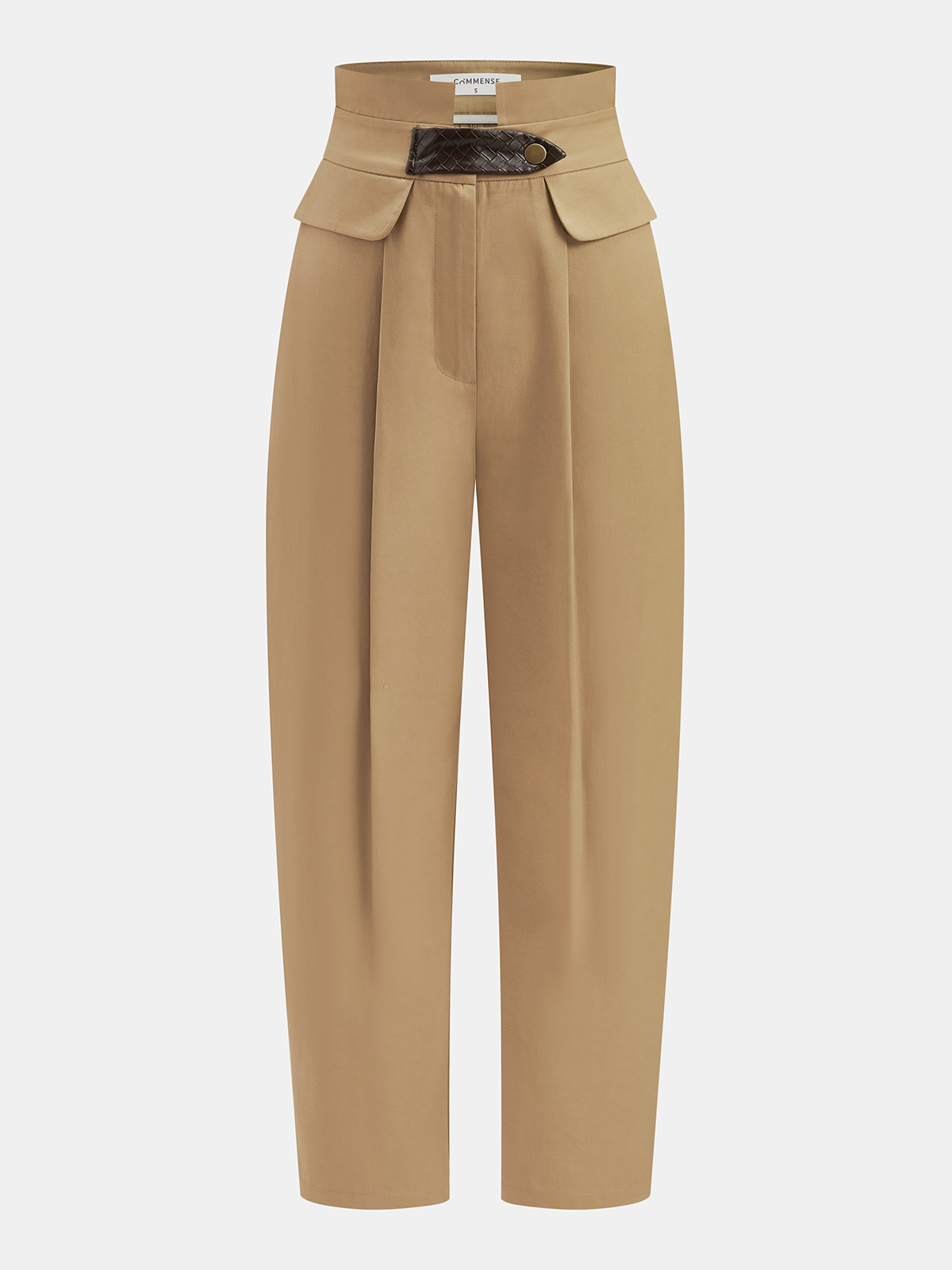 Braided Detail High-Waisted Pleated Pants
