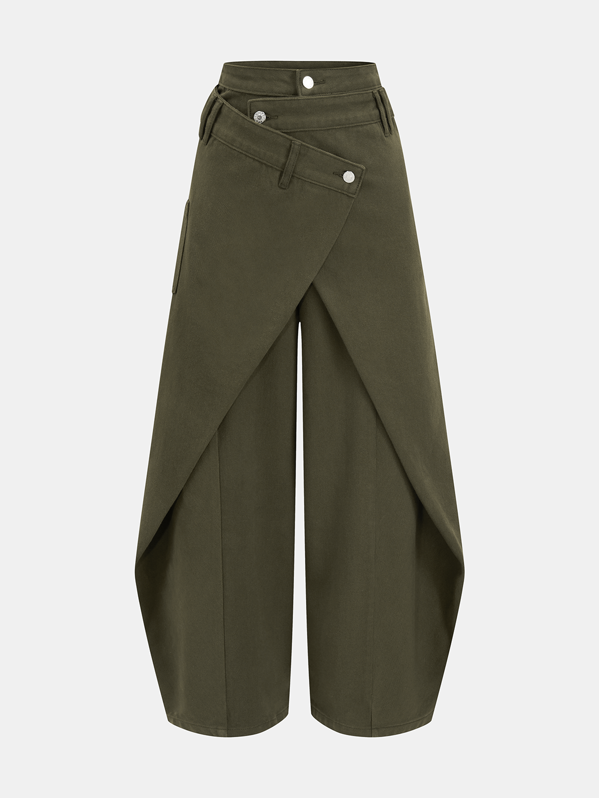 Cross-Front Wide-Leg Jeans