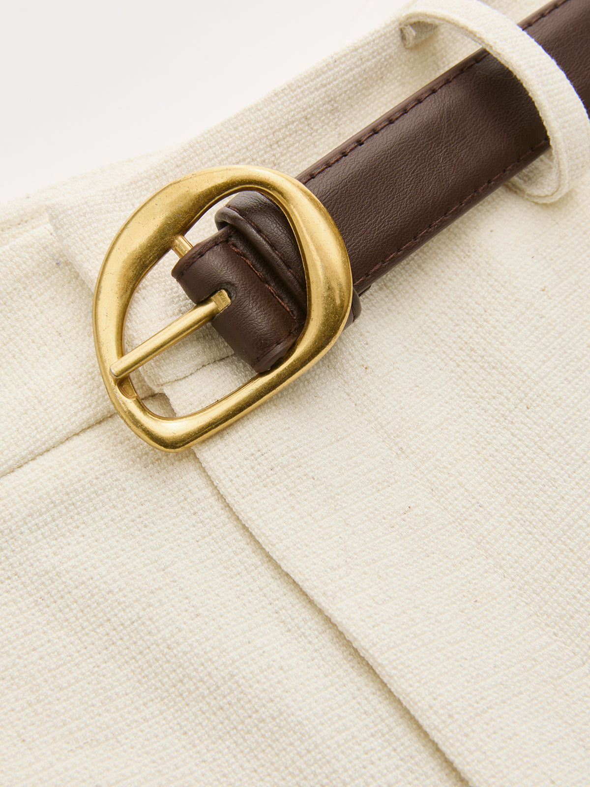 Belted Linen-Blend Wide-Leg Pants