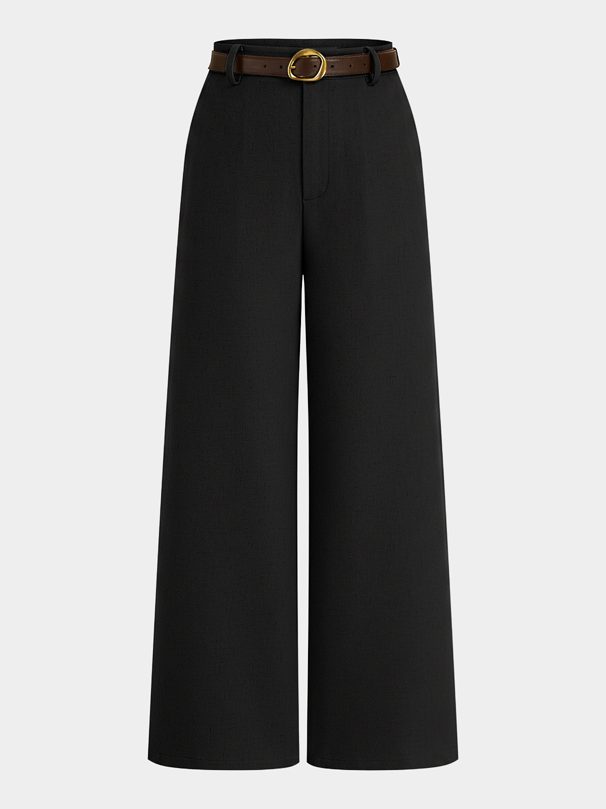 Belted Linen-Blend Wide-Leg Pants