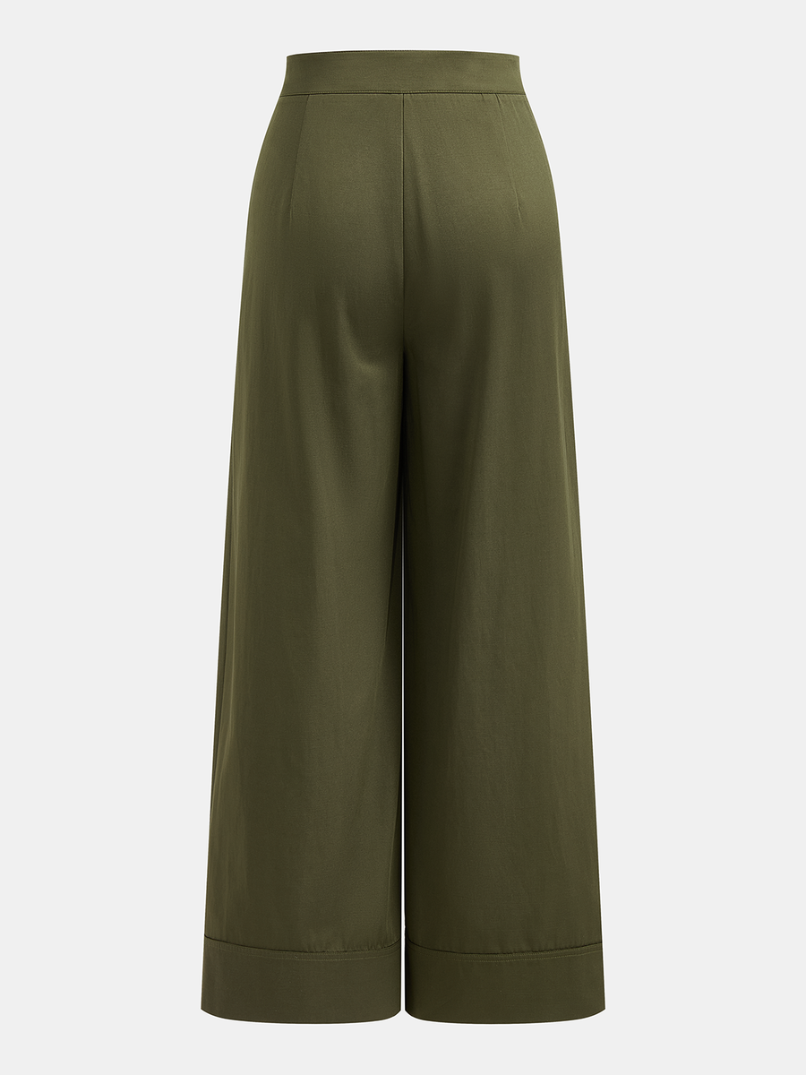 Asymmetric Pleated Wide Leg Pants