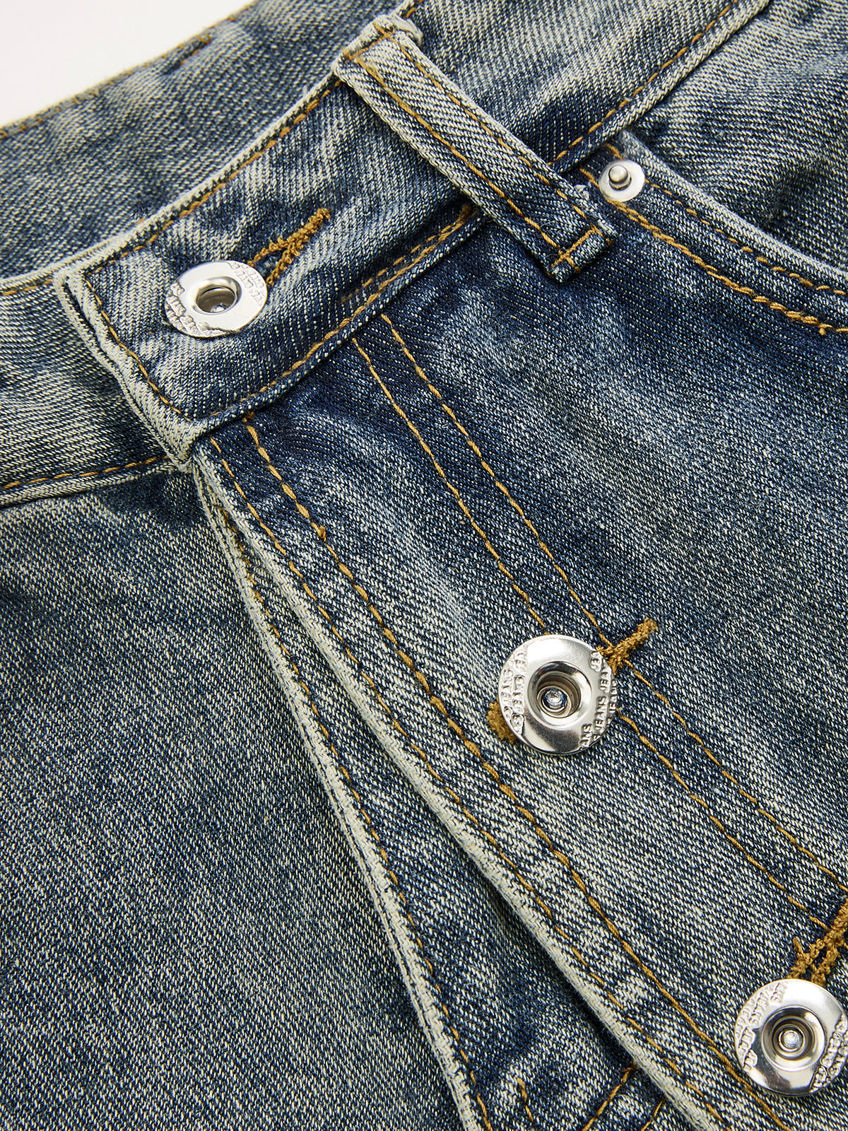 Asymmetric Button Wide Leg Jeans