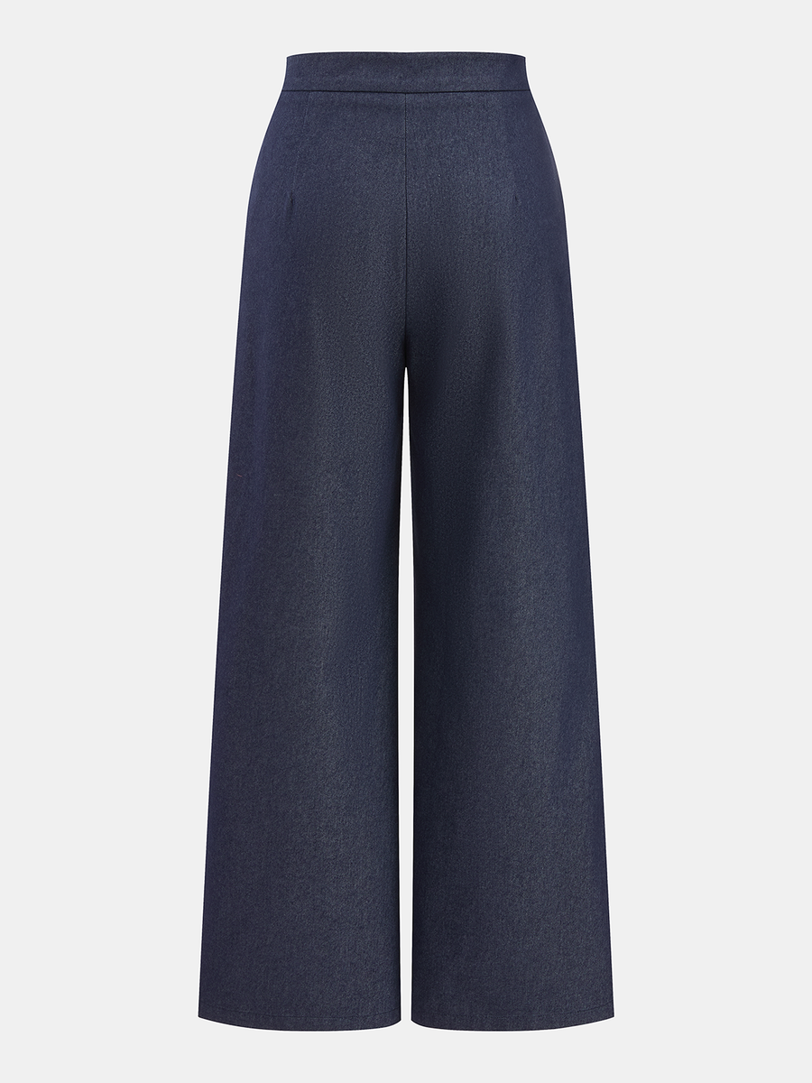 Eyelet Detail Wide Leg Pants