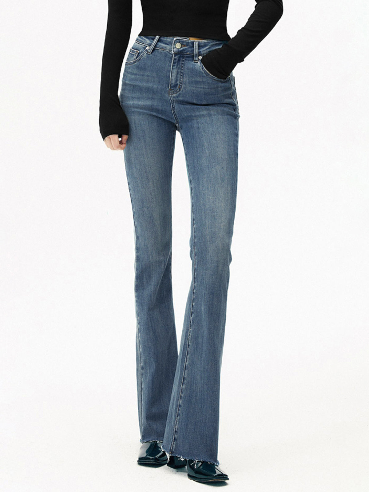 Upgraded | High-Waist Curvy-Hip Bootcut Jeans