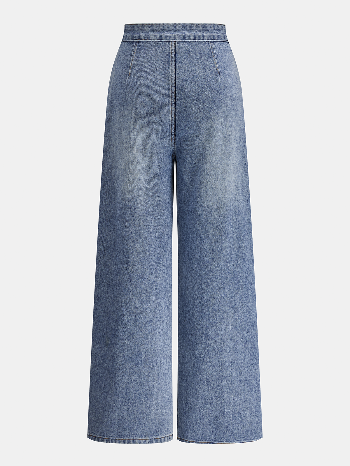 Structured Pleated Wide-Leg Jeans