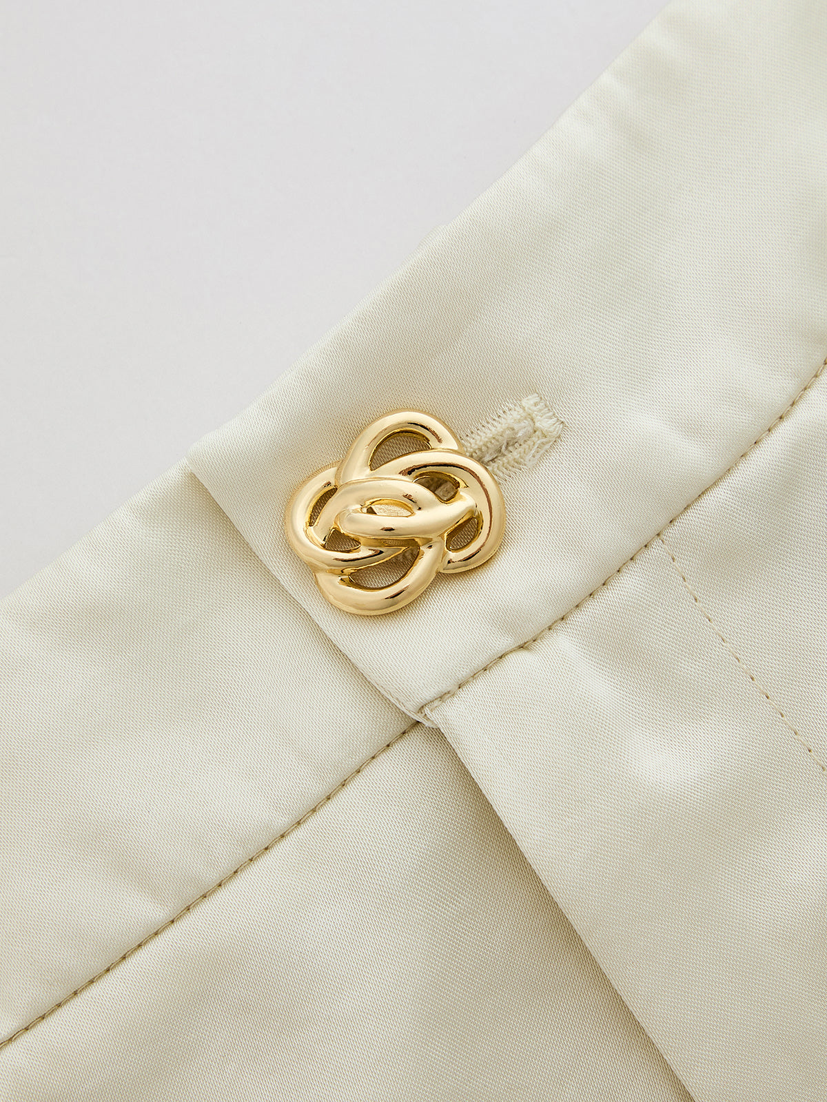 Metal Button Satin Wide Leg Pants