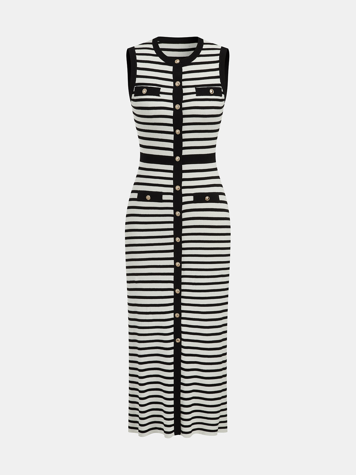 Striped Knit Bodycon Midi Dress