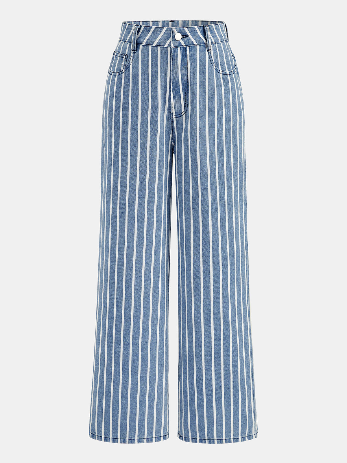 Striped Straight-Leg Denim Pants