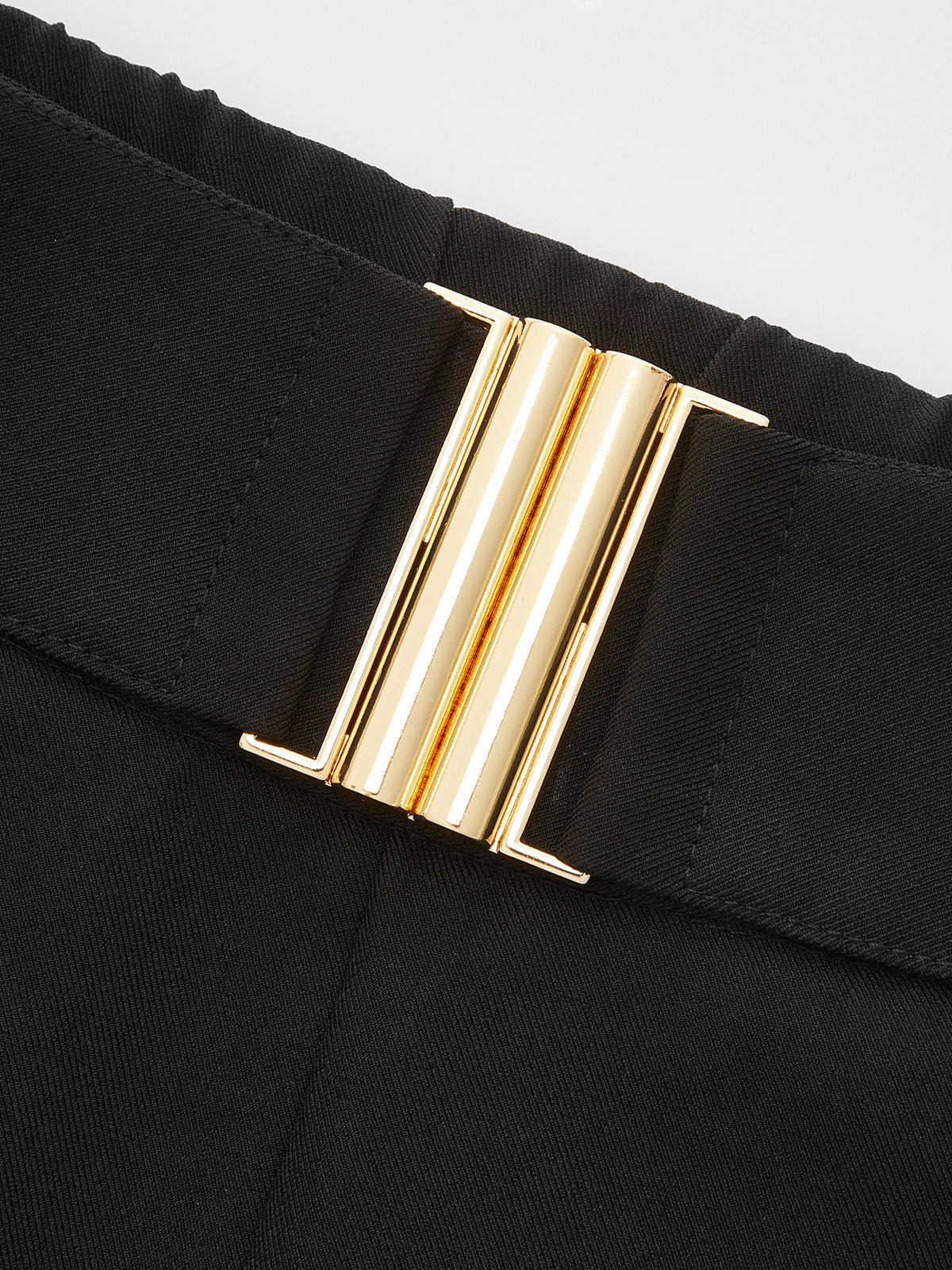 Metal Bar Detail Front Seam Straight Leg Pants