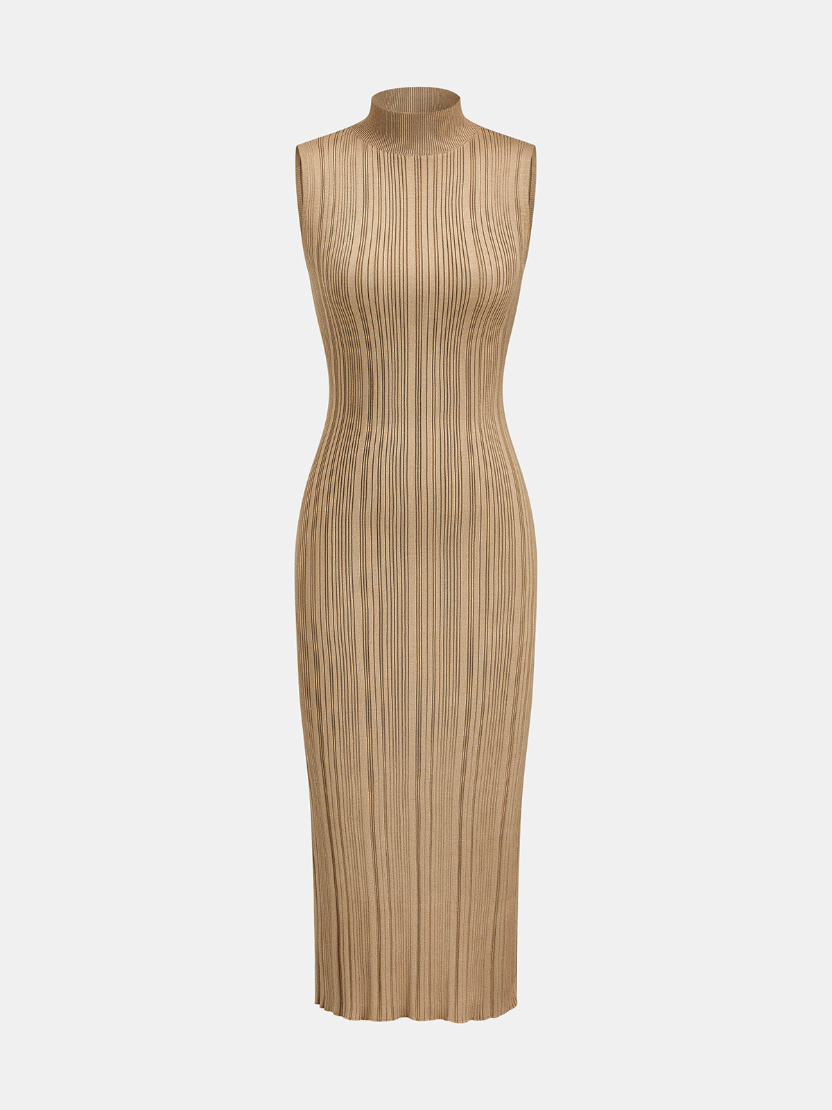 Turtleneck Bodycon Rib Knit Maxi Dress