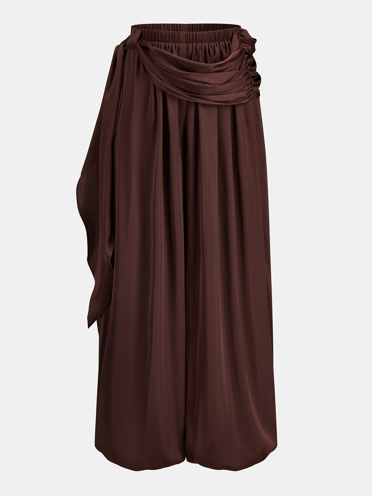 Draped Sash Elastic Waist Balloon Pants