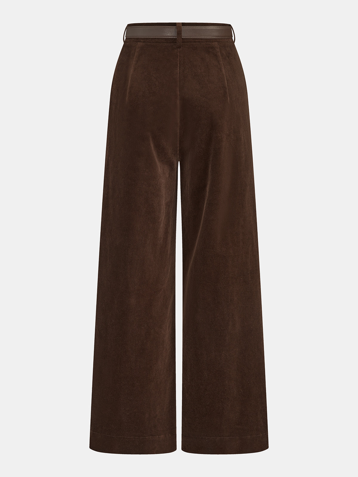 Belted Corduroy Pleated Wide Leg Pants