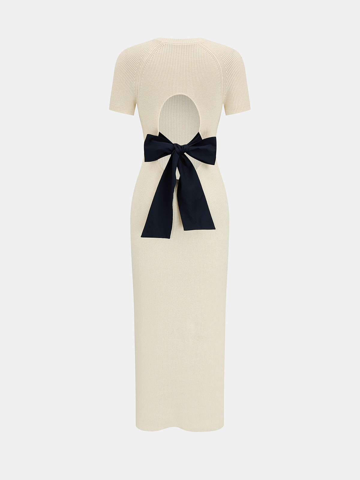 Back Cutout Bow Knit Midi Dress
