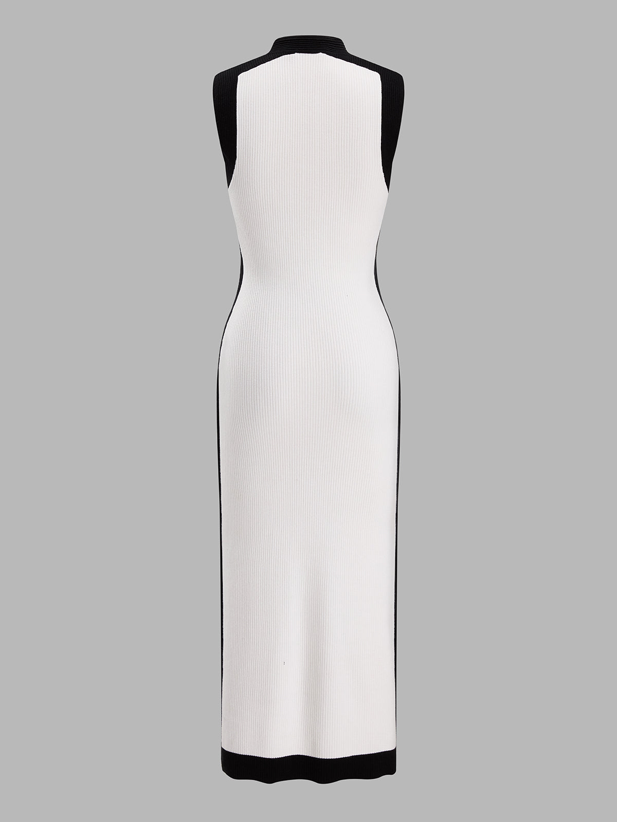 Color‑Block Metal Detail Knit Midi Dress