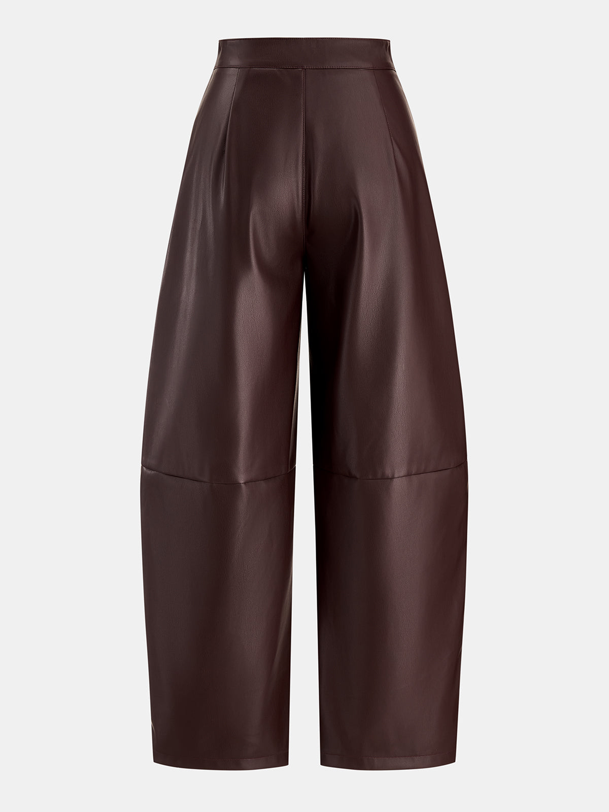 Faux‑Leather Seamed Barrel Leg Pants