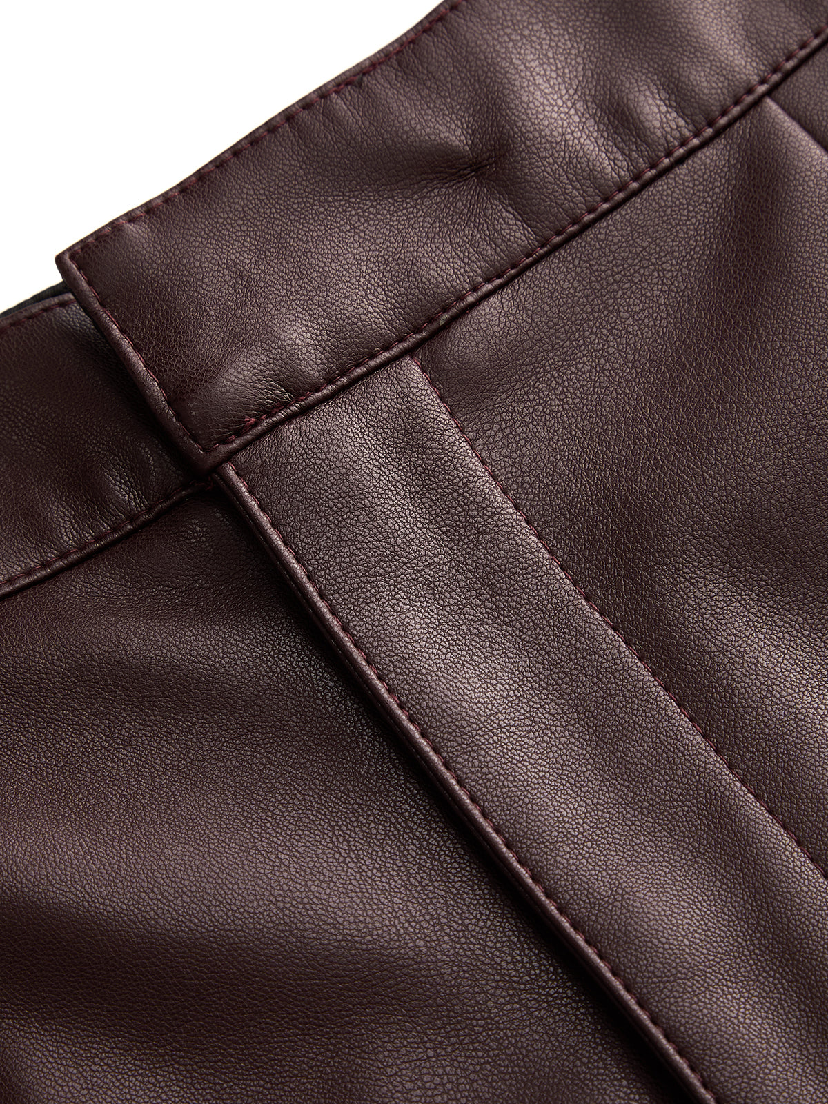 Faux‑Leather Seamed Barrel Leg Pants