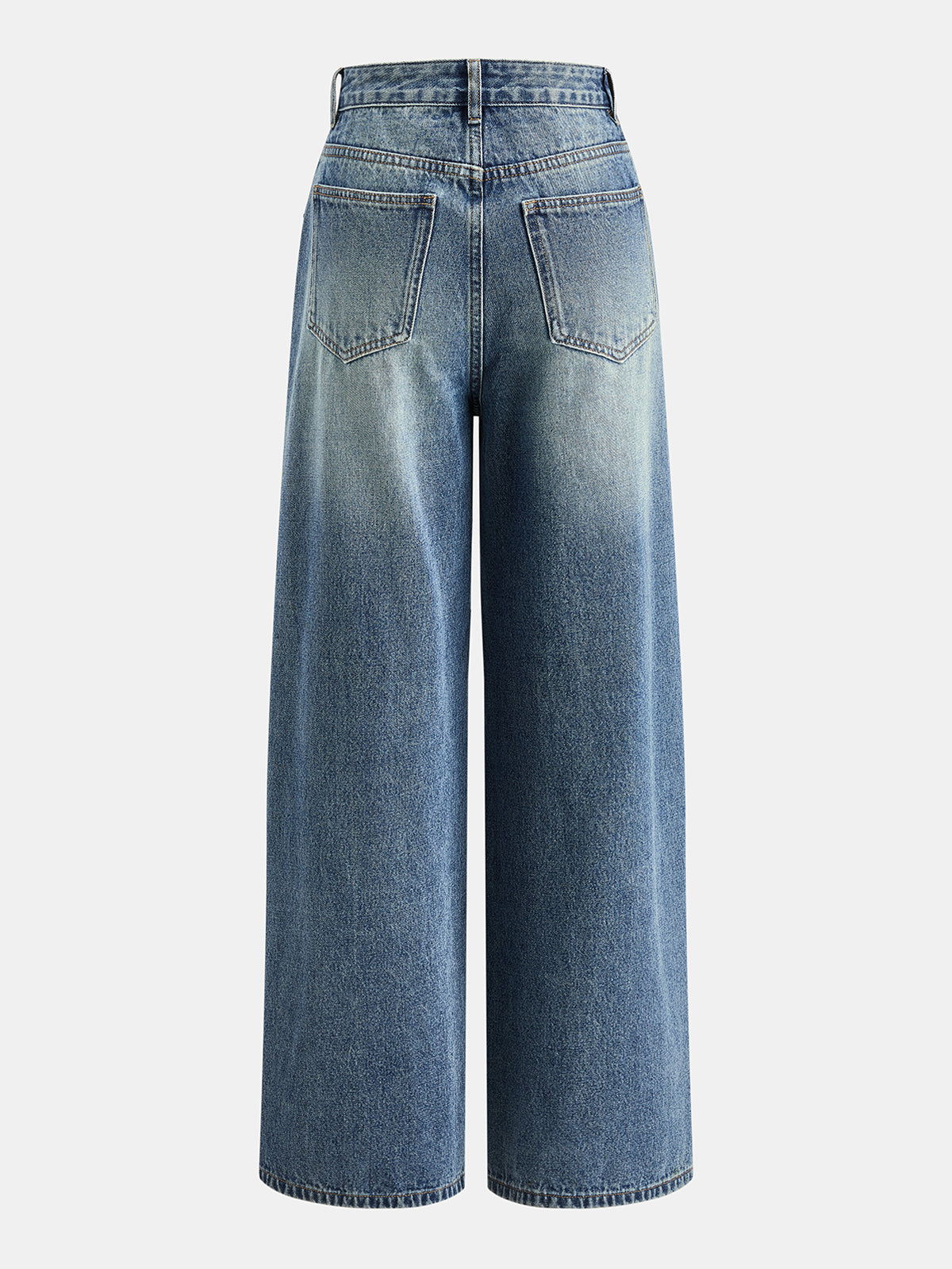 Asymmetric Waist Gradient‑Wash Wide‑Leg Jeans